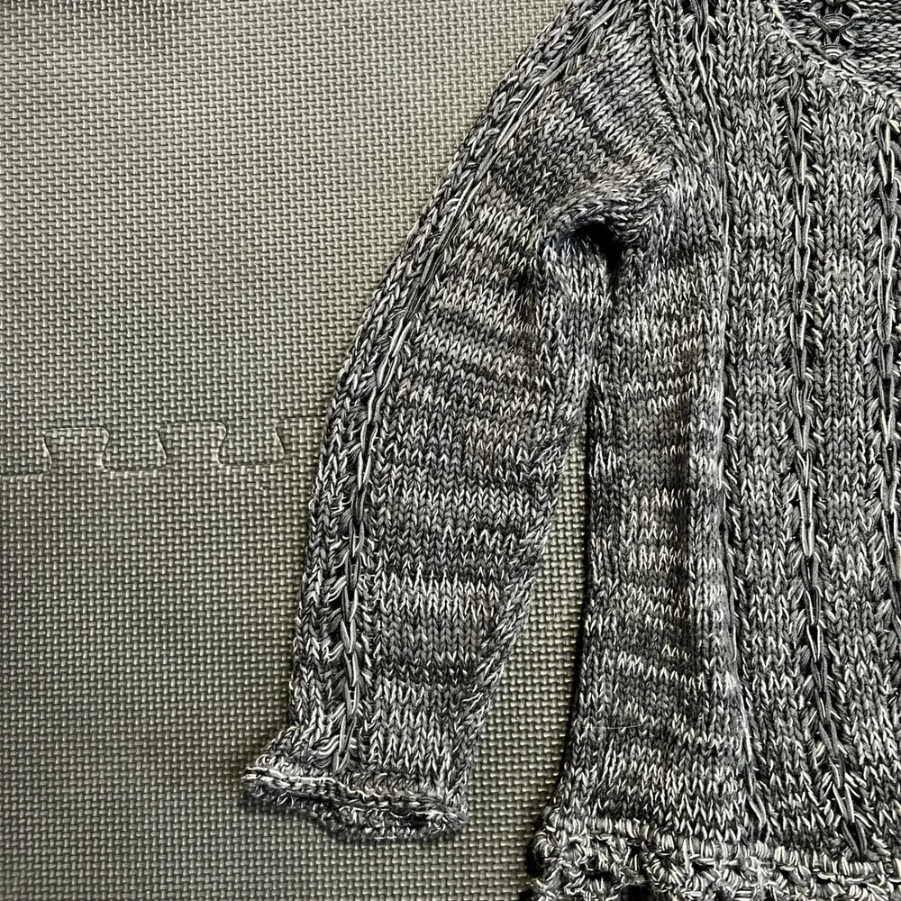 Odd Molly Black Open Knit Sweater‎ Sz O Boho Cottagecore Crochet Hem 100% Cotton